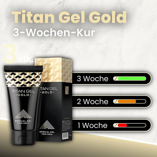 ️ 3x Titan Gel Gold - Intimpflege für Männer zur Penisvergrößerung – Wochen Kur